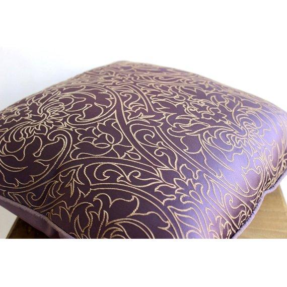 Purple Gold Damask - Purple Art Silk Decorative Euro Sham