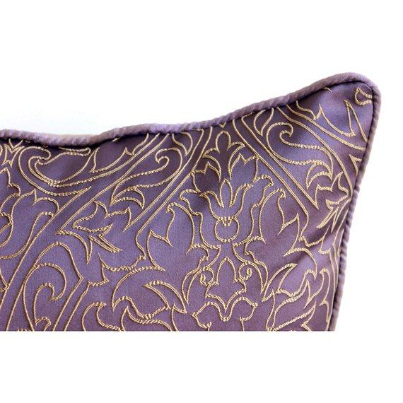 Purple Gold Damask - Purple Art Silk Decorative Euro Sham