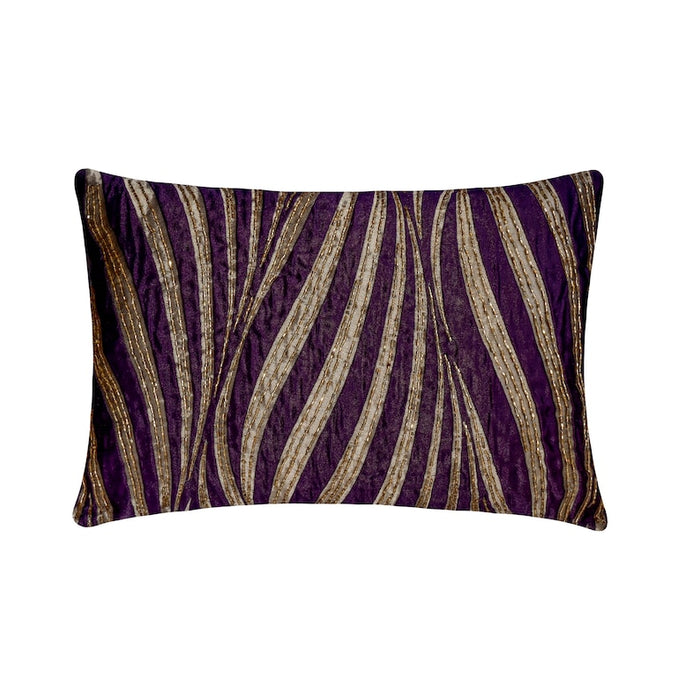 Purple N Gold Waves Lumbar Pillow Cover