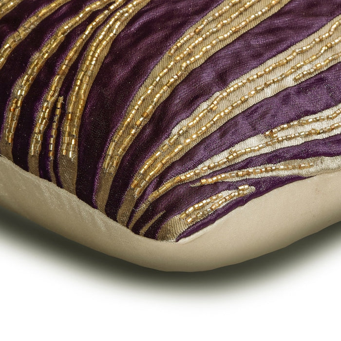 Purple N Gold Waves Lumbar Pillow Cover