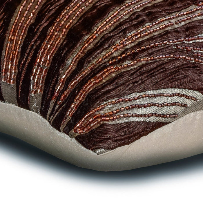 Purple N Gold Waves - Purple Silk Lumbar Pillow Cover