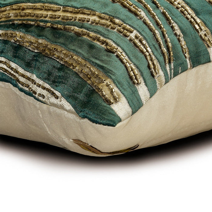 Purple N Gold Waves - Purple Silk Lumbar Pillow Cover