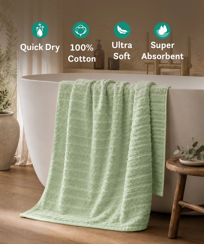 Quick Dry 1 Pc Bath Towel, Sage|400 GSM Cotton