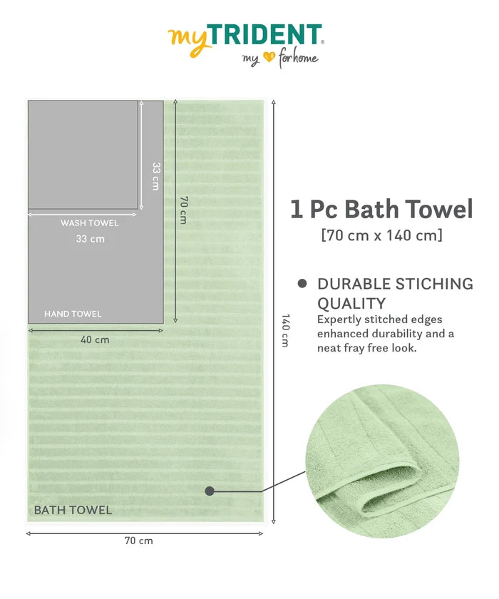 Quick Dry 1 Pc Bath Towel, Sage|400 GSM Cotton