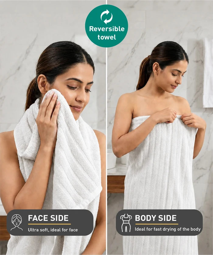 Quick Dry 1 Pc Bath Towel, White|400 GSM Cotton