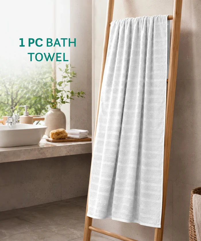 Quick Dry 1 Pc Bath Towel, White|400 GSM Cotton