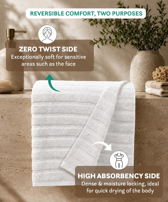 Quick Dry 1 Pc Bath Towel, White|400 GSM Cotton