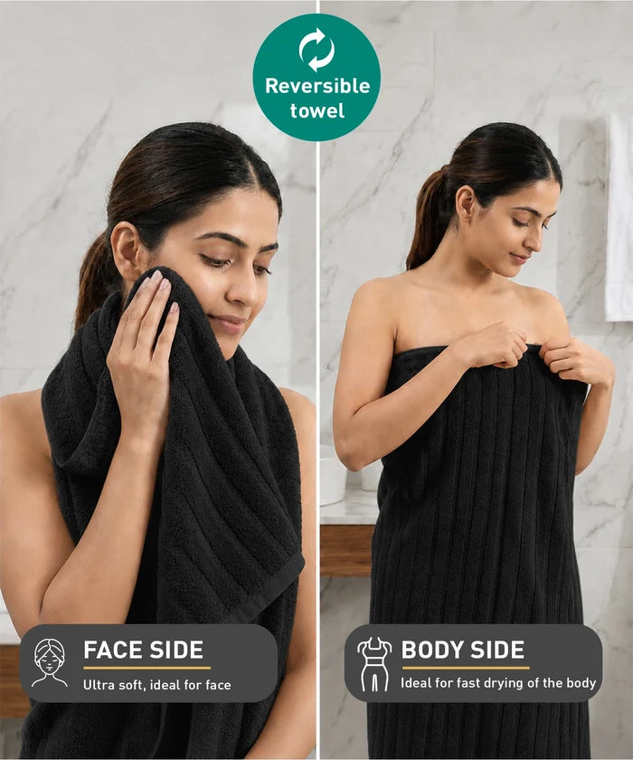 Quick Dry 1 Pc Bath Towel,Black|400 GSM Cotton