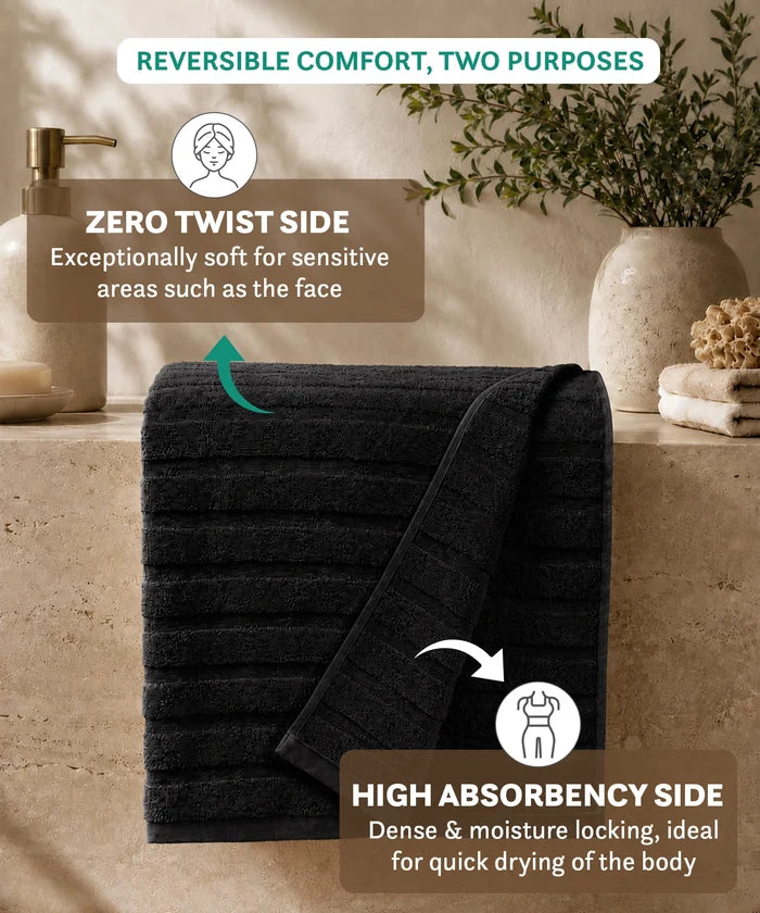 Quick Dry 1 Pc Bath Towel,Black|400 GSM Cotton