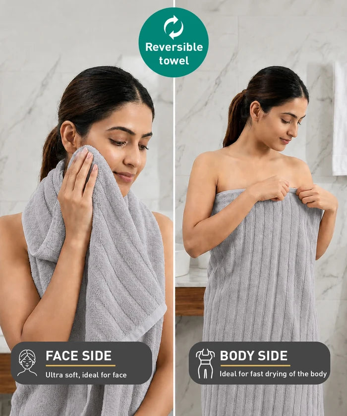 Quick Dry 1 Pc Bath Towel,Charcoal Grey|400 GSM Cotton