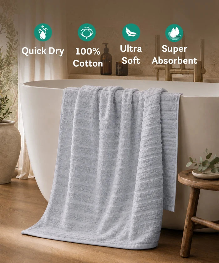 Quick Dry 1 Pc Bath Towel,Charcoal Grey|400 GSM Cotton