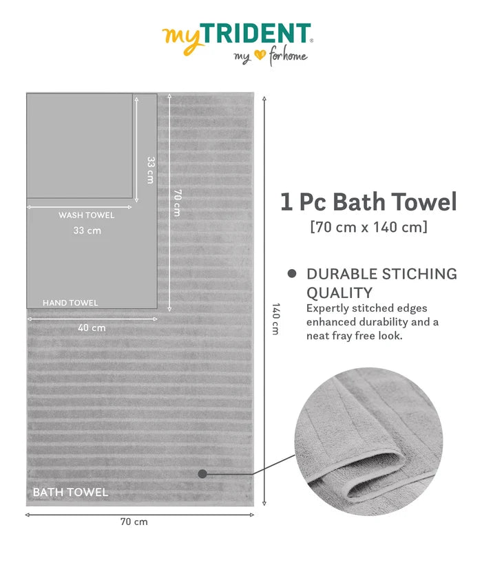 Quick Dry 1 Pc Bath Towel,Charcoal Grey|400 GSM Cotton