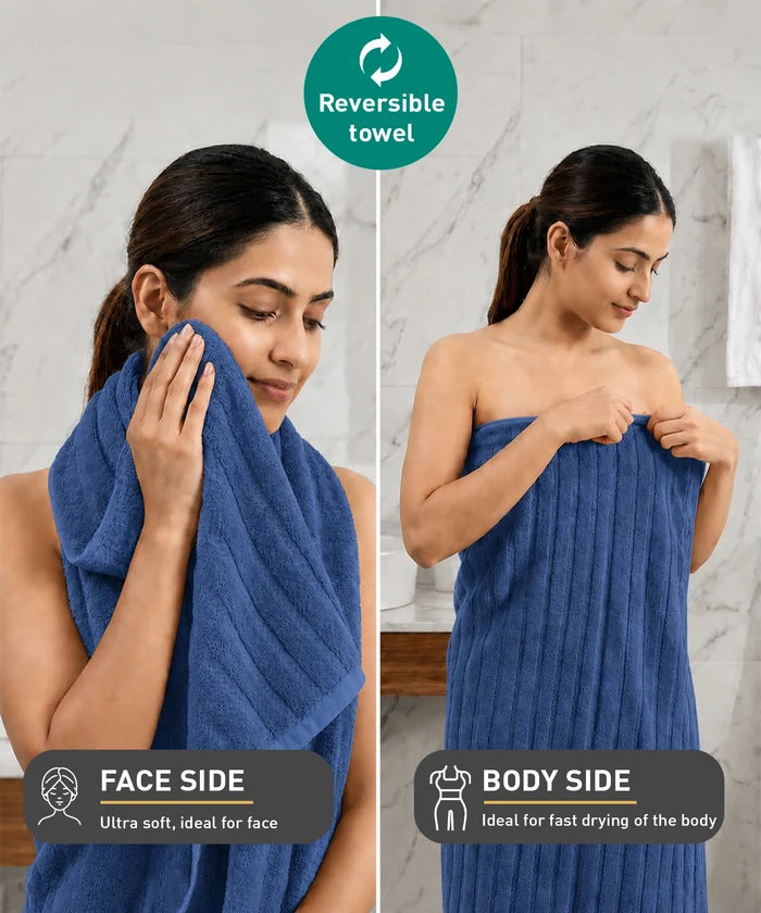 Quick Dry 1 Pc Bath Towel,Navy Blue|400 GSM Cotton
