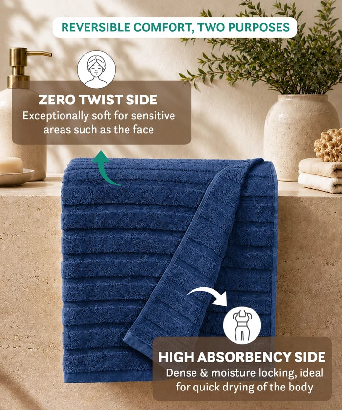 Quick Dry 1 Pc Bath Towel,Navy Blue|400 GSM Cotton