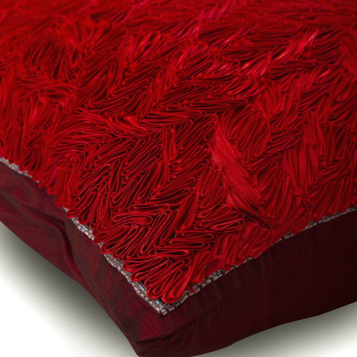 Red Hot Satin Ribbon - Red Art Silk Decorative Euro Sham