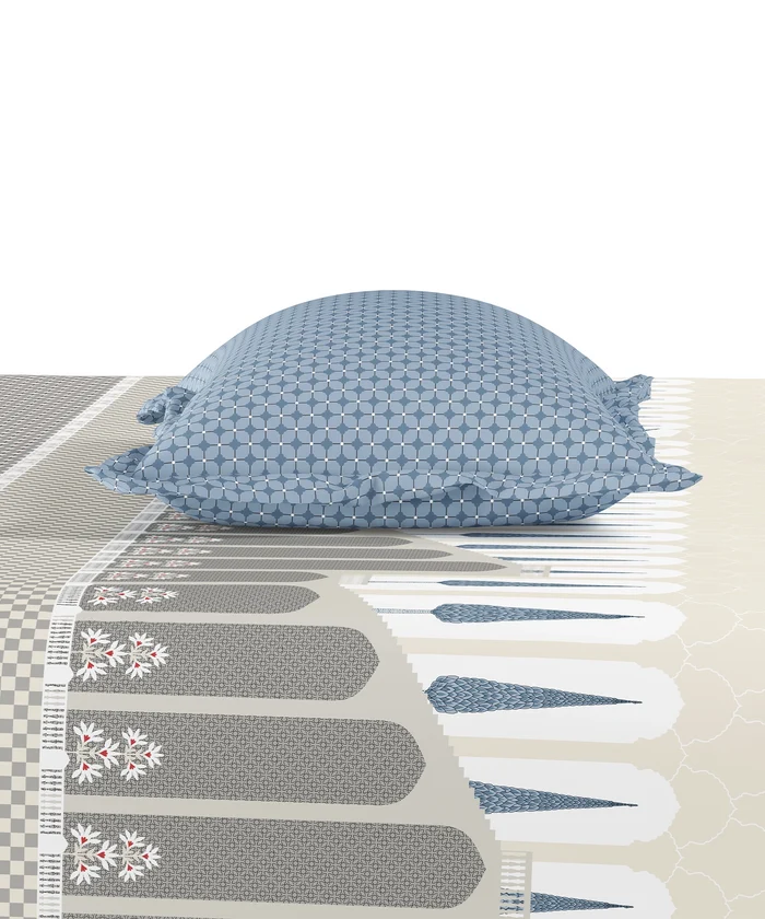 Road To Jaipur King Bedsheet Set, BAGICHI VAAS |210 TC Cotton |2 Pillow Covers