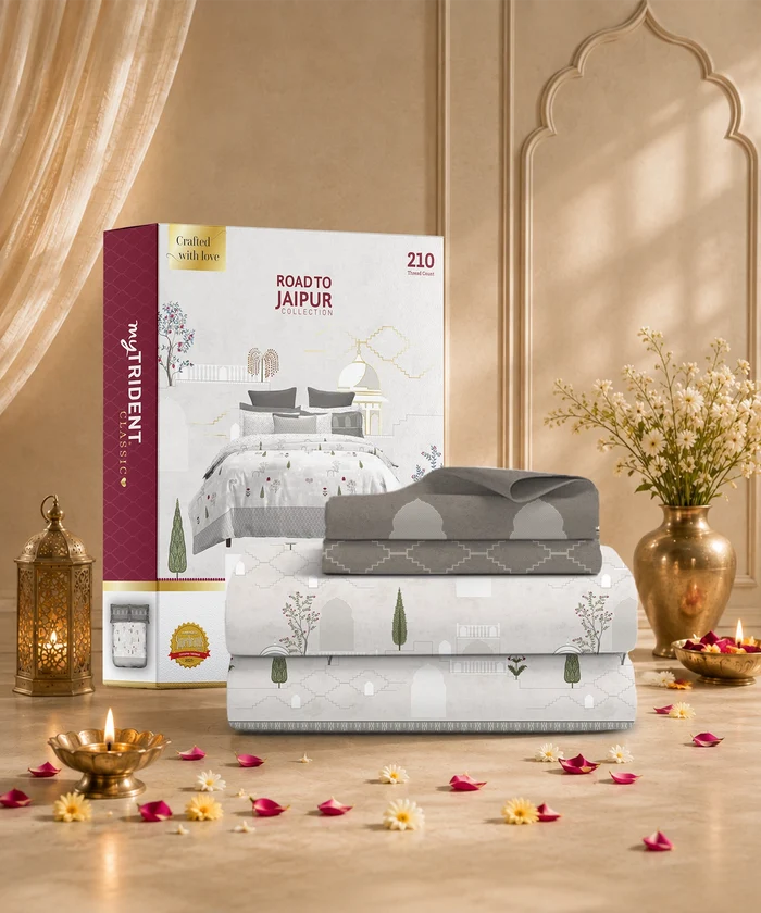 Road To Jaipur King Bedsheet Set, BAORI BAATEIN |210 TC Cotton |2 Pillow Covers