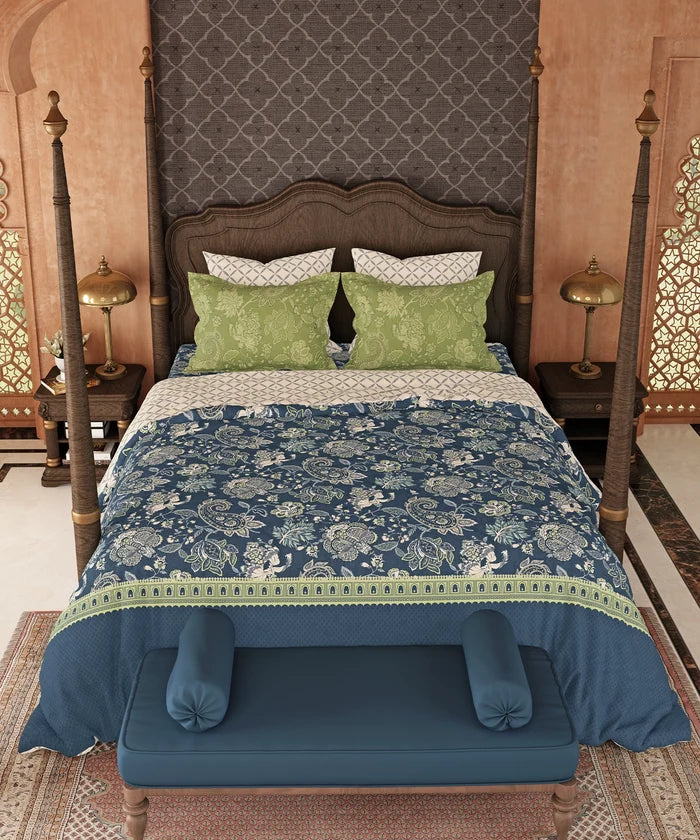 Road To Jaipur King Bedsheet Set, CHAAP RANG |210 TC Cotton |2 Pillow Covers