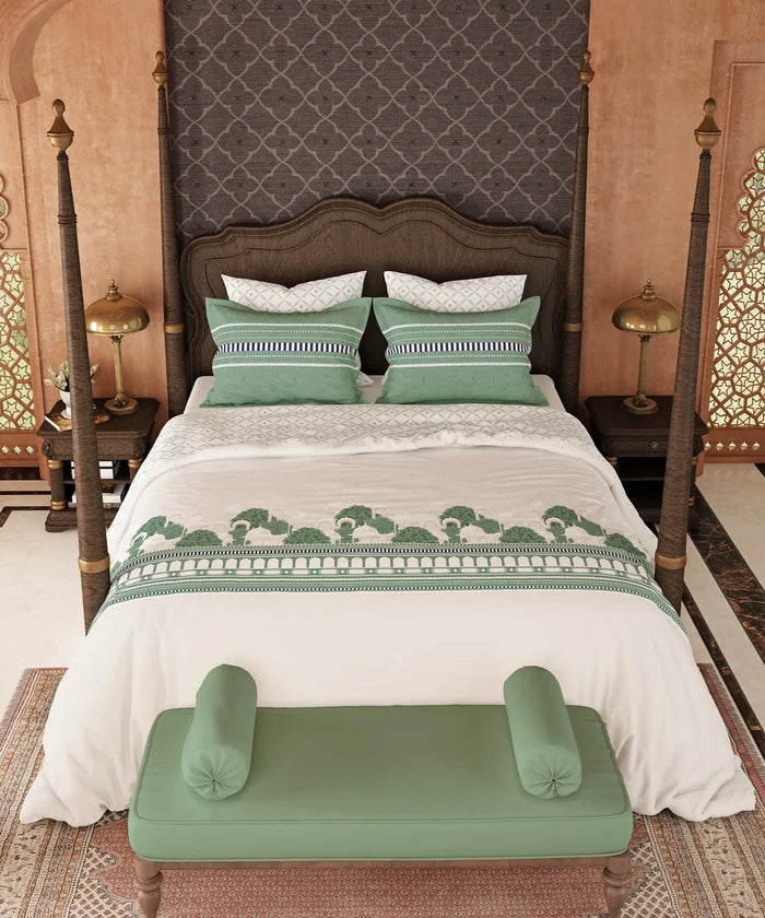 Road To Jaipur King Bedsheet Set, TORAN DWAR |210 TC Cotton |2 Pillow Covers