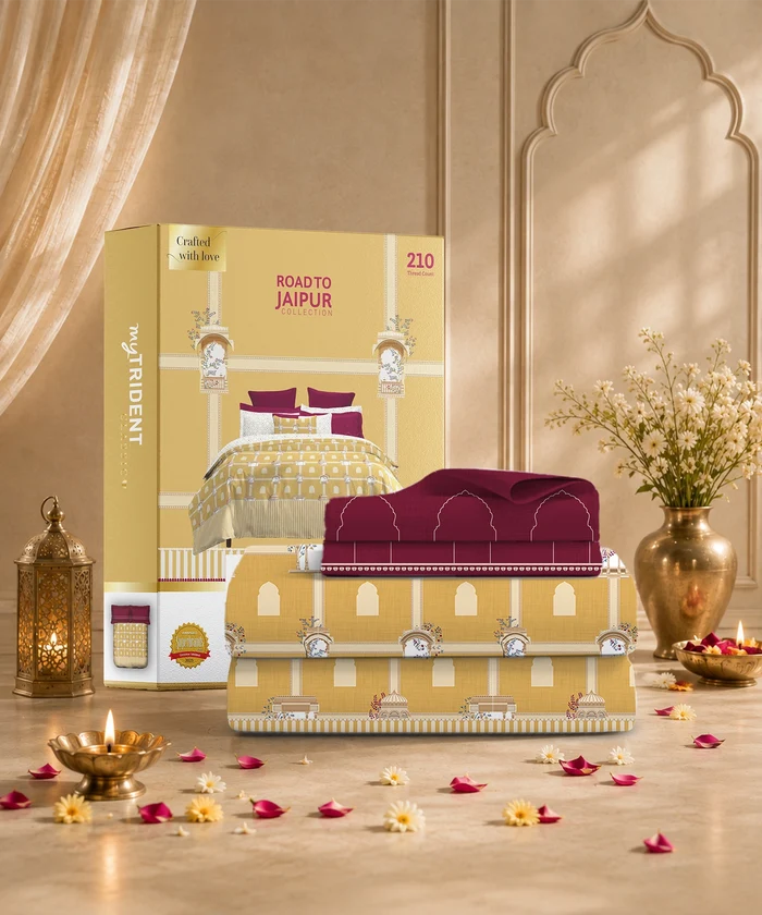 Road To Jaipur King Bedsheet Set,ANGAN RO ANAND|210 TC Cotton |2 Pillow Covers