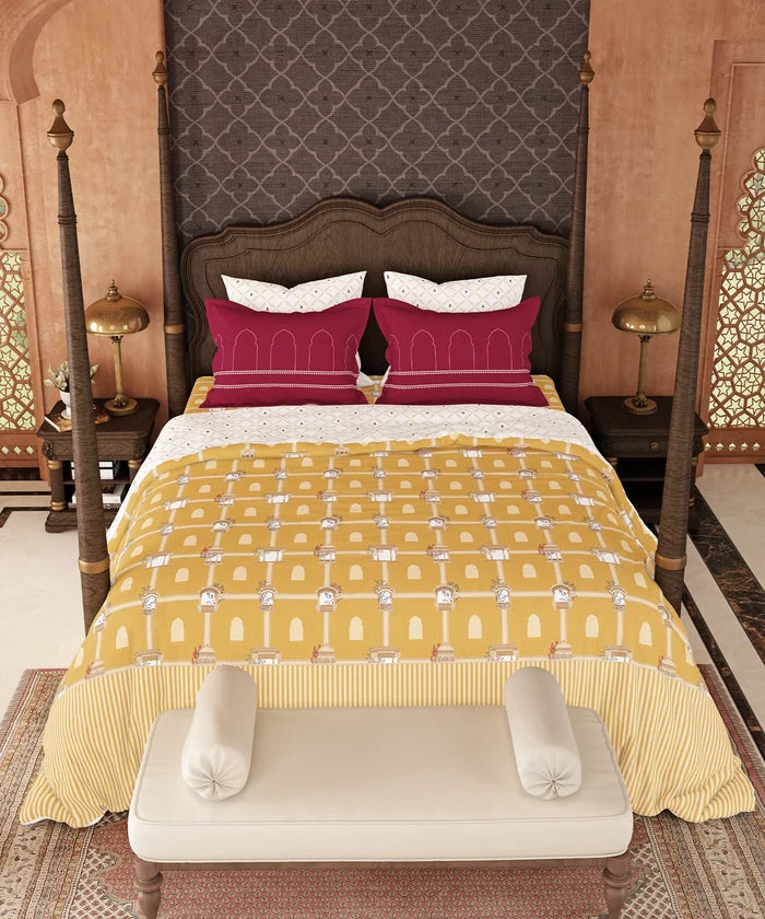 Road To Jaipur King Bedsheet Set,ANGAN RO ANAND|210 TC Cotton |2 Pillow Covers