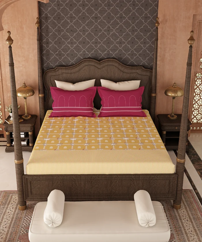 Road To Jaipur King Bedsheet Set,ANGAN RO ANAND|210 TC Cotton |2 Pillow Covers