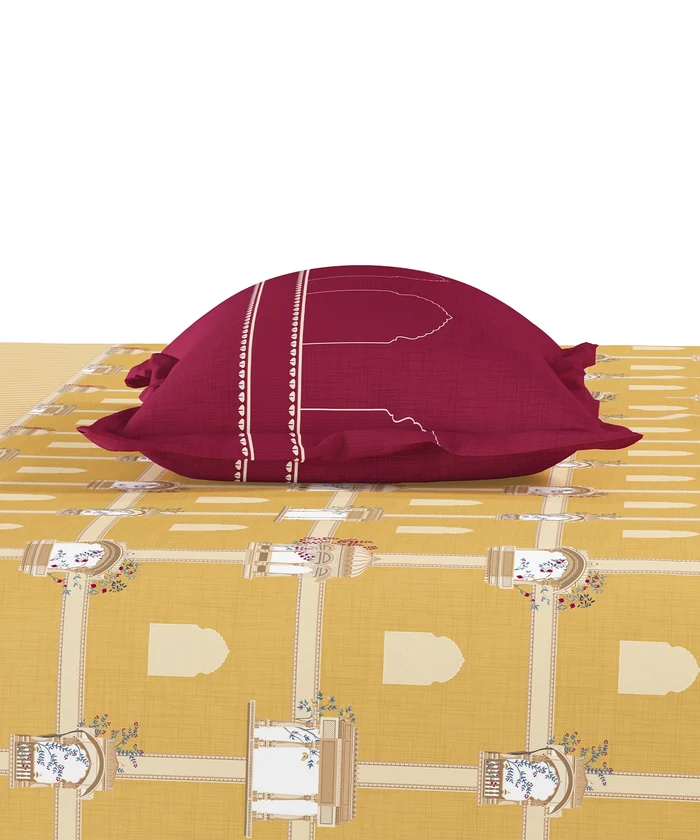 Road To Jaipur King Bedsheet Set,ANGAN RO ANAND|210 TC Cotton |2 Pillow Covers