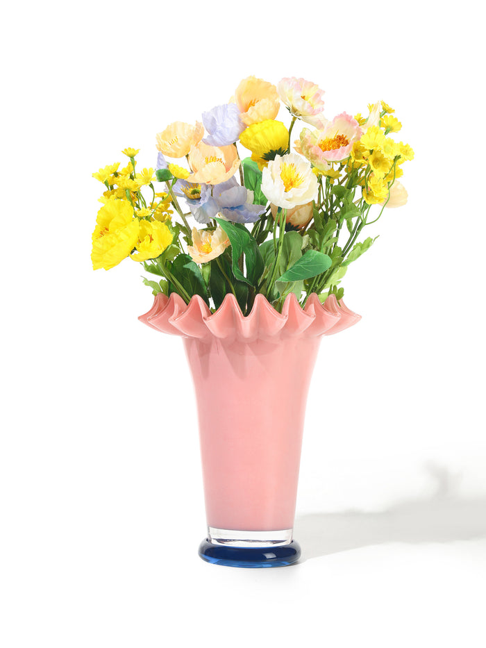 Rosewater Ruffled Vase, Medium