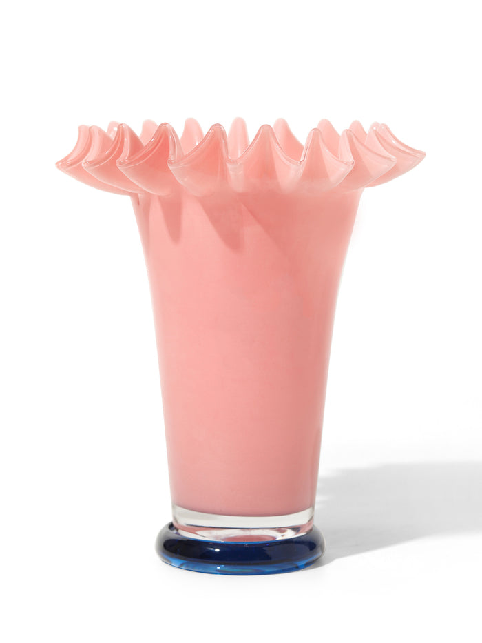 Rosewater Ruffled Vase, Medium