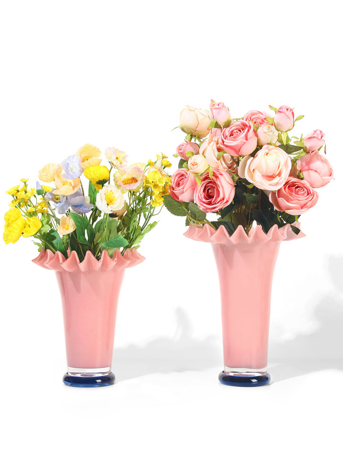 Rosewater Ruffled Vase, Tall