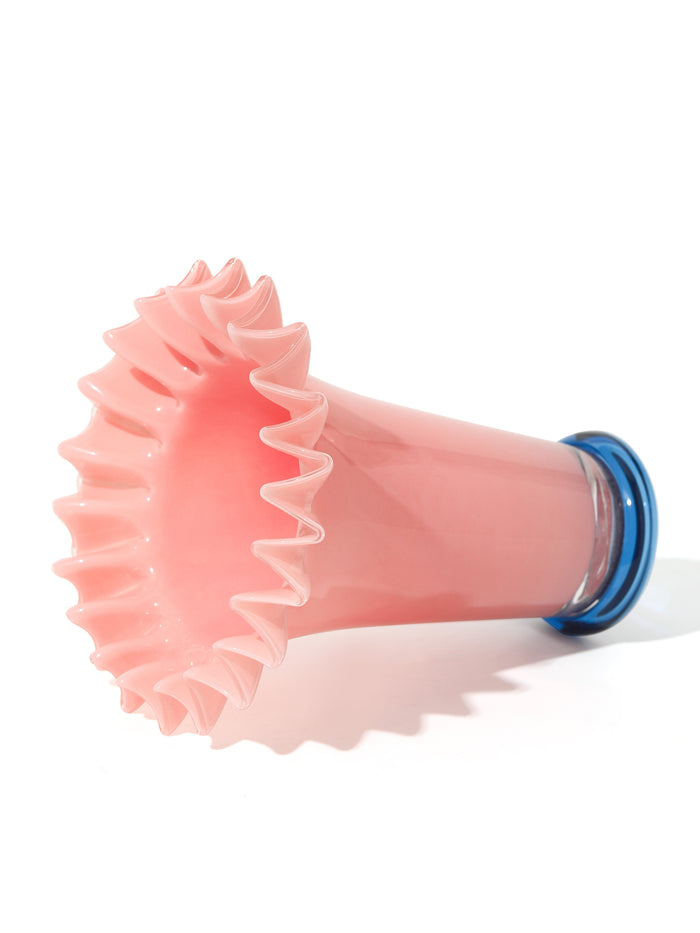 Rosewater Ruffled Vase, Medium