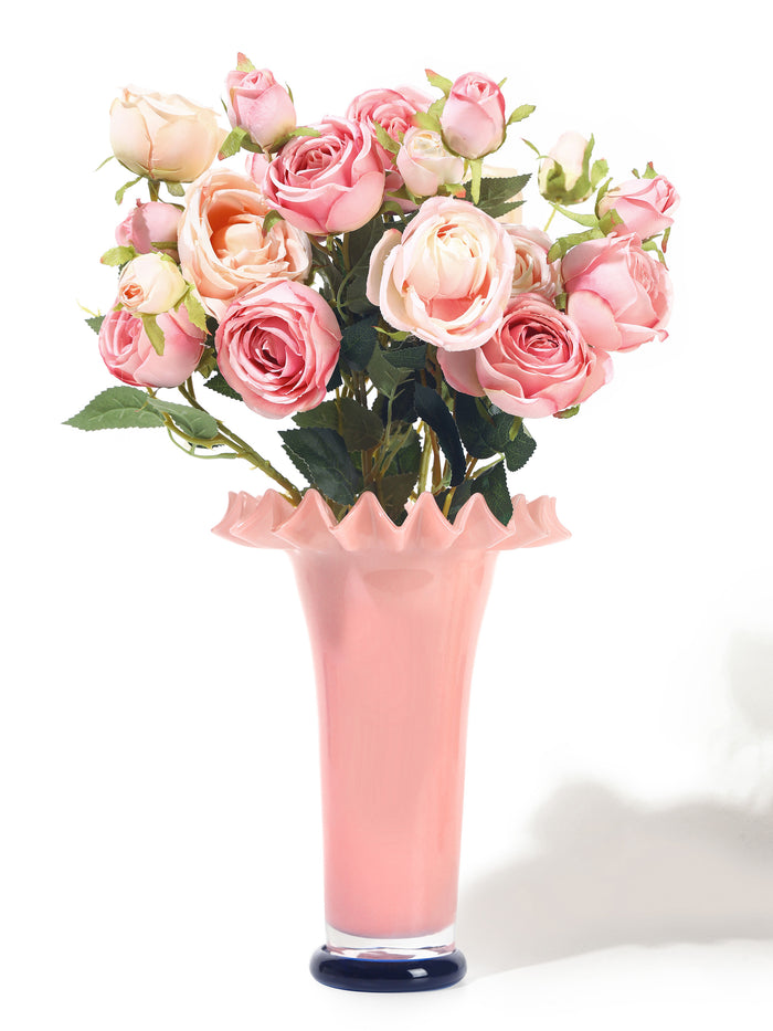 Rosewater Ruffled Vase, Tall