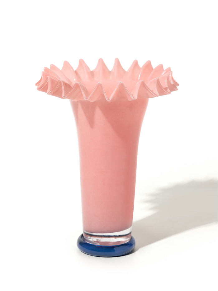 Rosewater Ruffled Vase, Tall