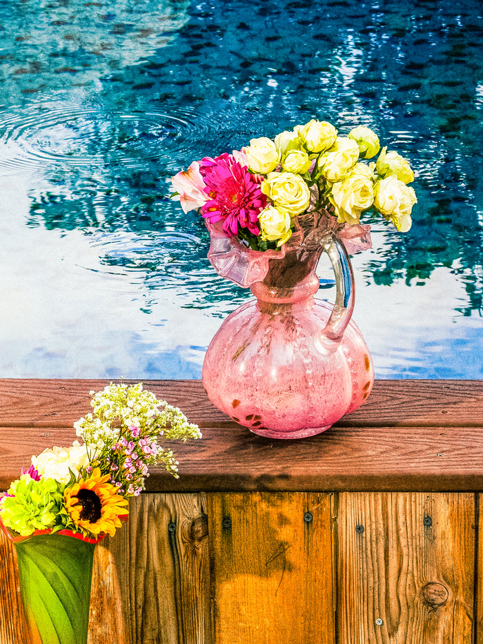 Rosy Dawn Ruffled Vase, Large