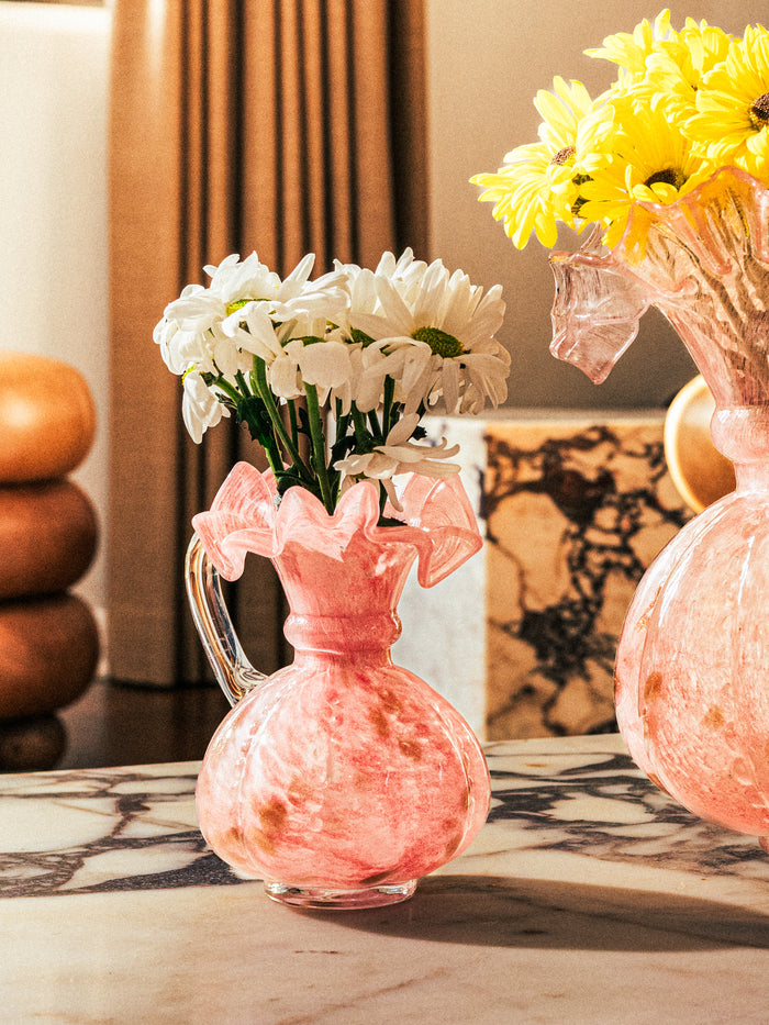 Rosy Dawn Ruffled Vase, Small