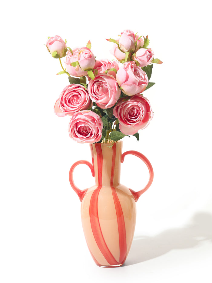 Ruby Stripe Handled Vase