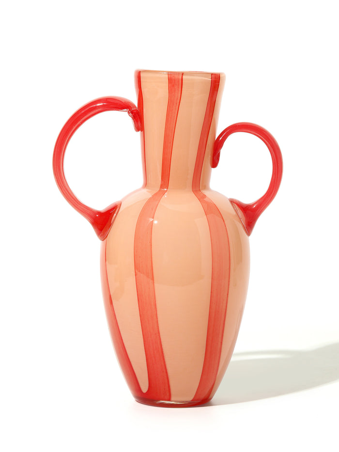 Ruby Stripe Handled Vase
