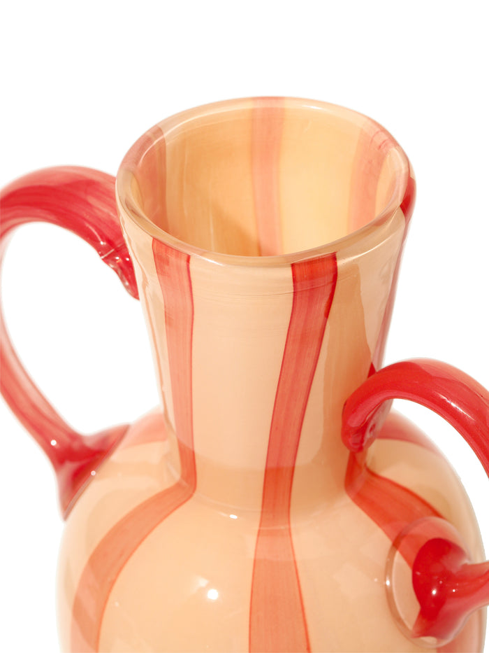 Ruby Stripe Handled Vase