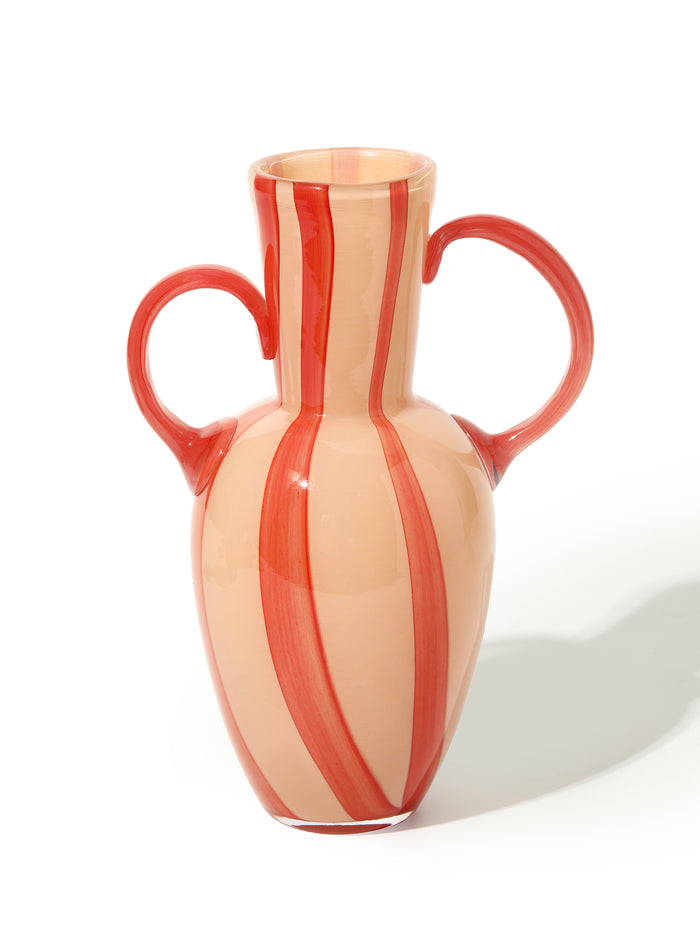 Ruby Stripe Handled Vase