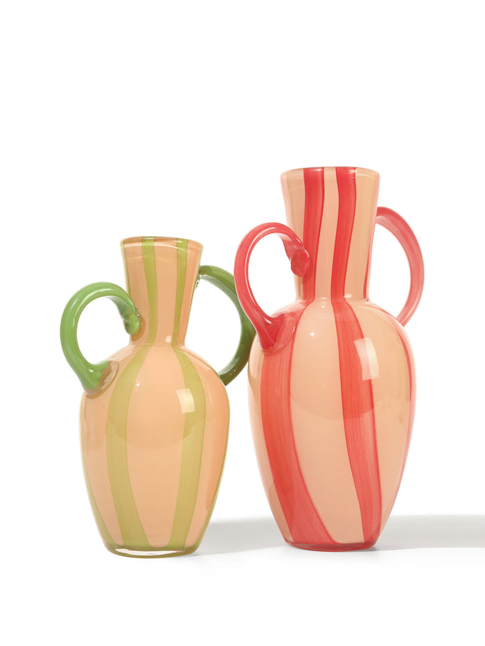 Ruby Stripe Handled Vase