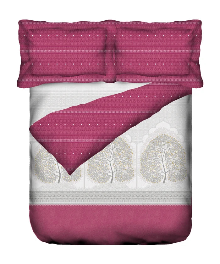 Sanskriti Bedding Set, Gond Art Pink| 180 TC, 180 GSM Cotton| 4 Pc Set