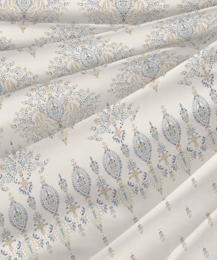 Sanskriti Bedding Set, Kantha Blue| 180 TC, 180 GSM Cotton| 4 Pc Set