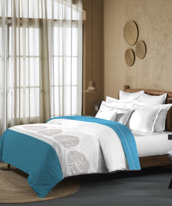 Sanskriti Double AC Comforter, Gond Art Blue| 180 GSM Polyester