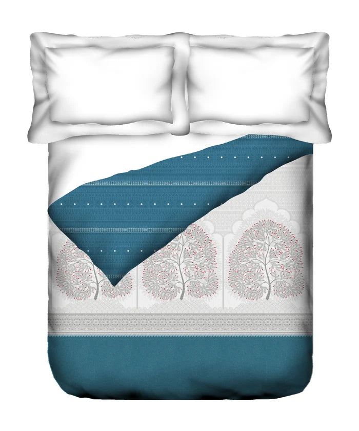 Sanskriti Double AC Comforter, Gond Art Blue| 180 GSM Polyester