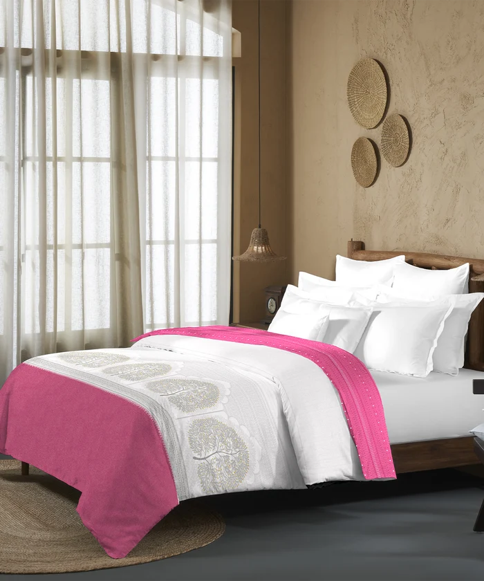 Sanskriti Double AC Comforter, Gond Art Pink| 180 GSM Polyester