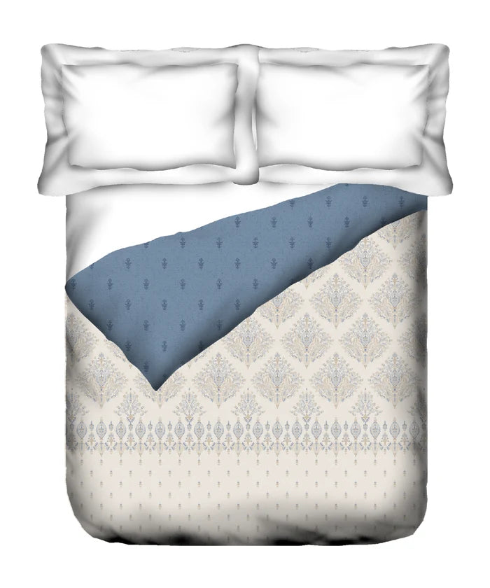 Sanskriti Double AC Comforter, Kantha Blue| 180 GSM Polyester