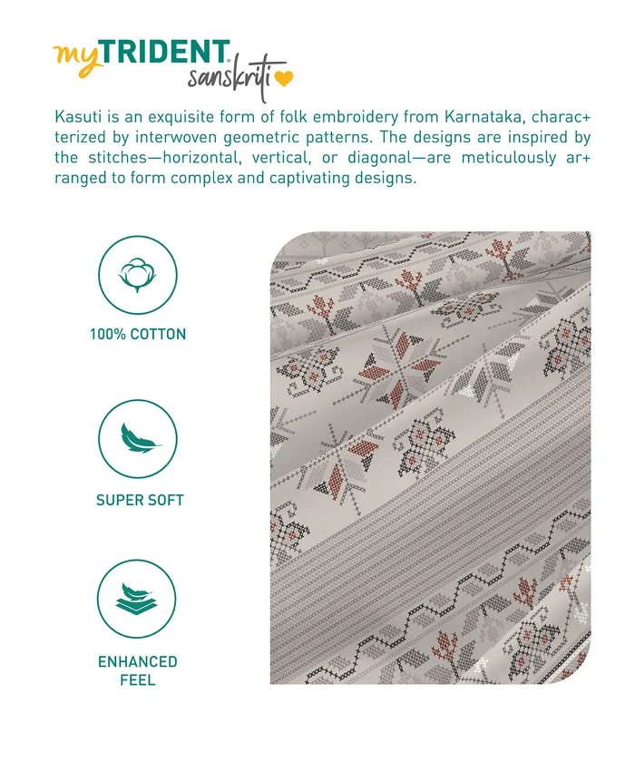 Sanskriti Double AC Comforter, Kasuti Grey| 180 GSM Polyester