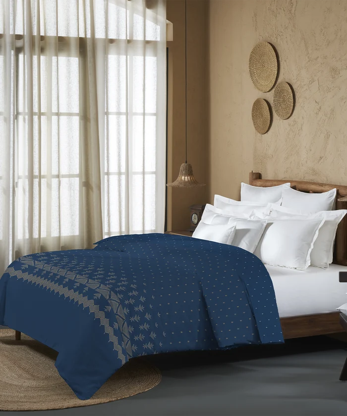 Sanskriti Double AC Comforter, Phulkari Blue| 180 GSM Polyester