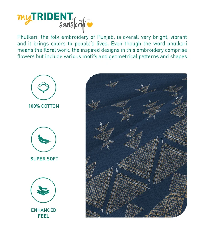 Sanskriti Double AC Comforter, Phulkari Blue| 180 GSM Polyester