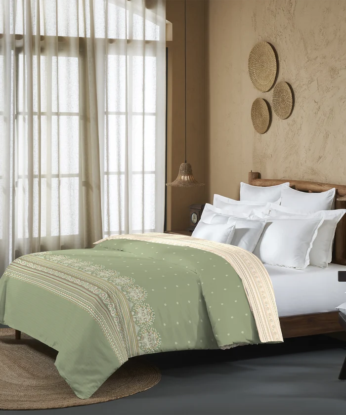 Sanskriti Double AC Comforter, Rogan Art Olive| 180 GSM Polyester